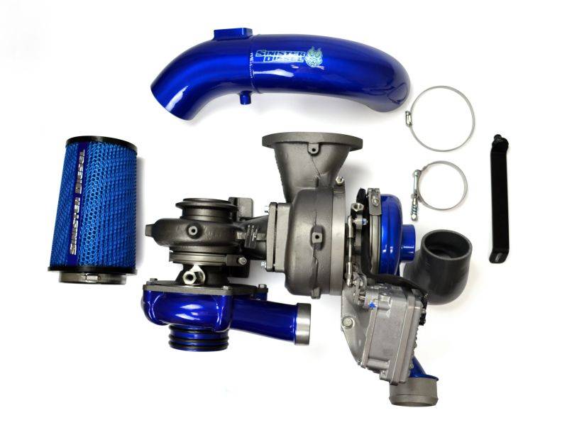2008-2010 Powerstroke Pitbull Series 73mm/58.5mm Compound Turbochargers w/ Intake (SD-PB-6.4-TURBO-CAI-KIT)